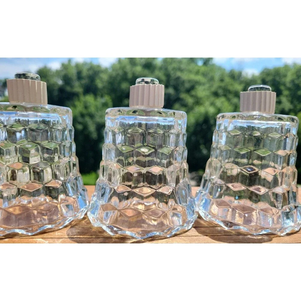 Set of 4 Clear Glass Cube Cut Cubist Peg Votive Cup Candle Holders for Sconces